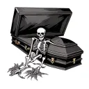 skeleton  in casket tattoo design idea