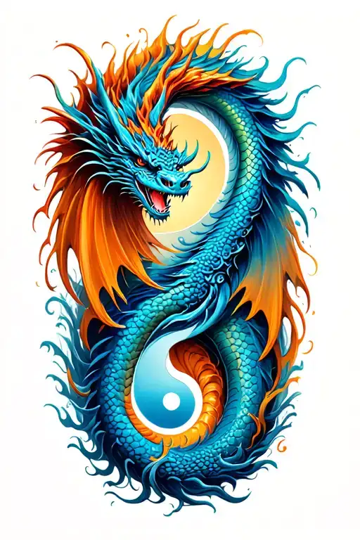 Dragons Yin Yang Symbol tattoo design idea