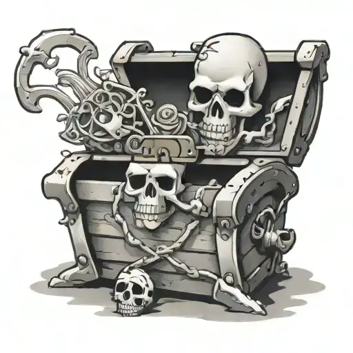 treasure chest with jolly roger tattoo design idea