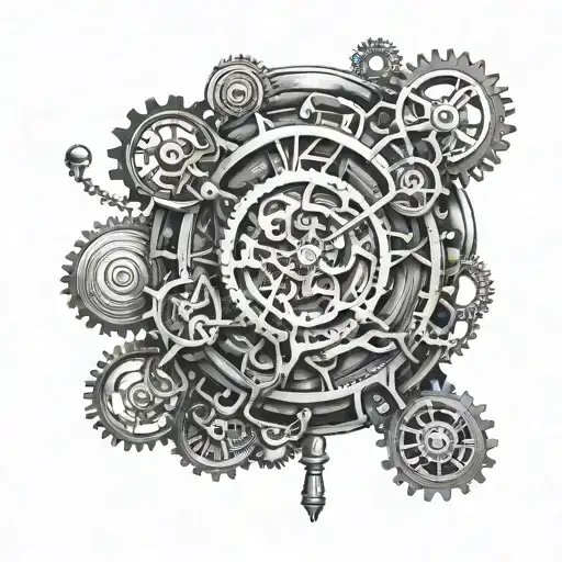 Time machine with gears tattoo design idea