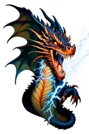 dragon with lightning coming out of his mouth open tattoo design idea