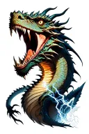 dragon with lightning coming out of his mouth open tattoo design idea