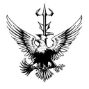 navy seal trident but with two crows instead of the eagle, with one crow putting his wing around the other to comfort hi tattoo design idea