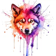 wolf paint splatter tattoo design idea