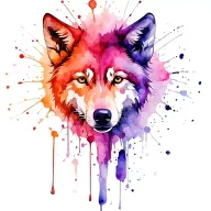 wolf paint splatter tattoo design idea