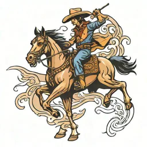 cowboy riding a horse tattoo design idea