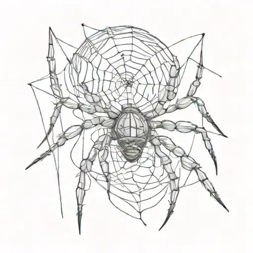 The spider holds knitting needles and a skein of thread in its paws tattoo design idea