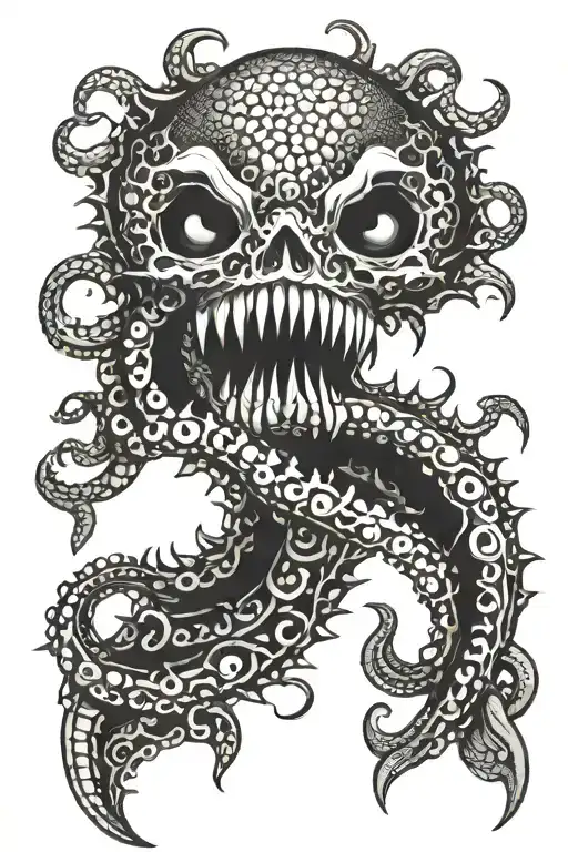 tentacles teeth claws tattoo design idea