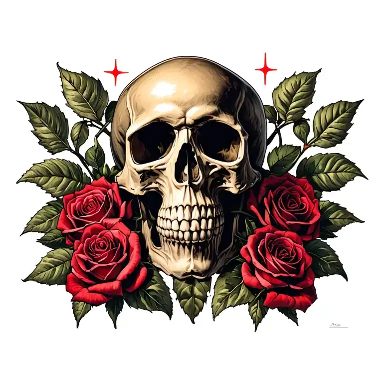 "Hard To Kill" Skull and Roses reference hidden tattoo design idea