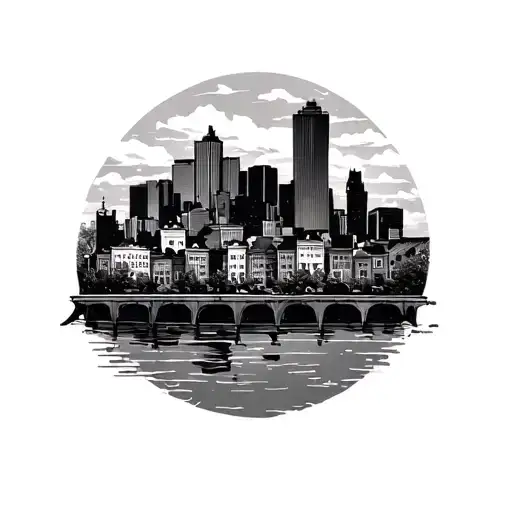hometown skyline tattoo design idea