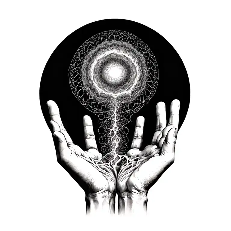 mandelbrot set (mathematics) with hands present, the whole thing must be done from the vertical length tattoo design idea