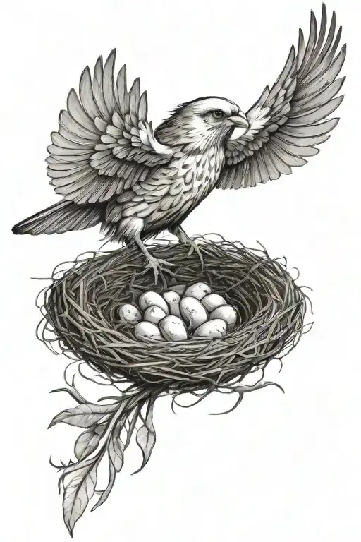 the chick flies away from the nest tattoo design idea