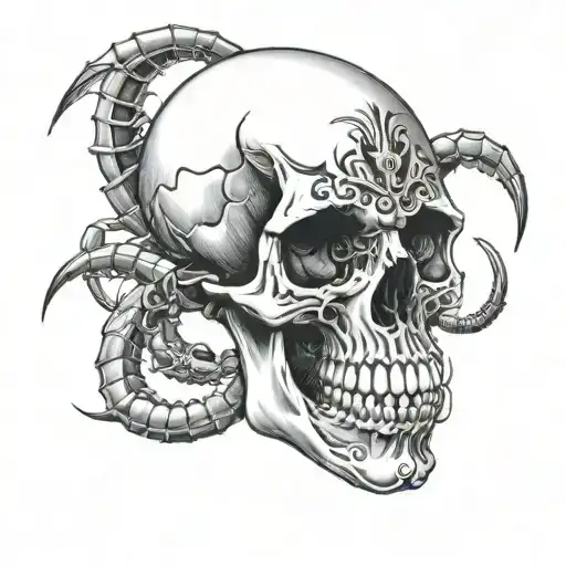 skull and scorpion tattoo design idea