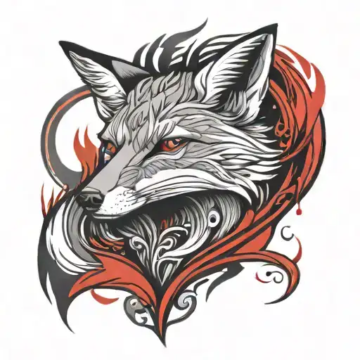 male tattoo black with red elements fox tattoo design idea
