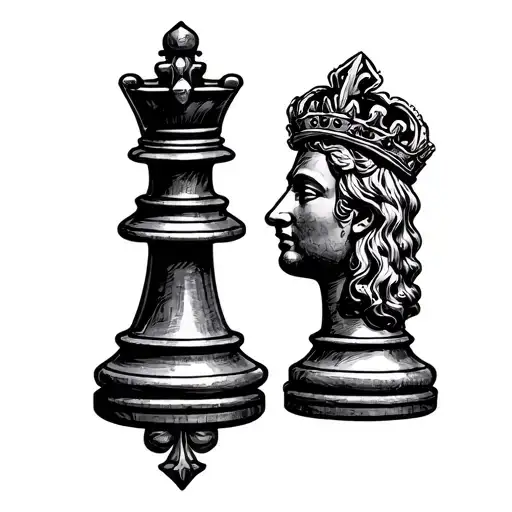 King And Queen chess piece tattoo design idea