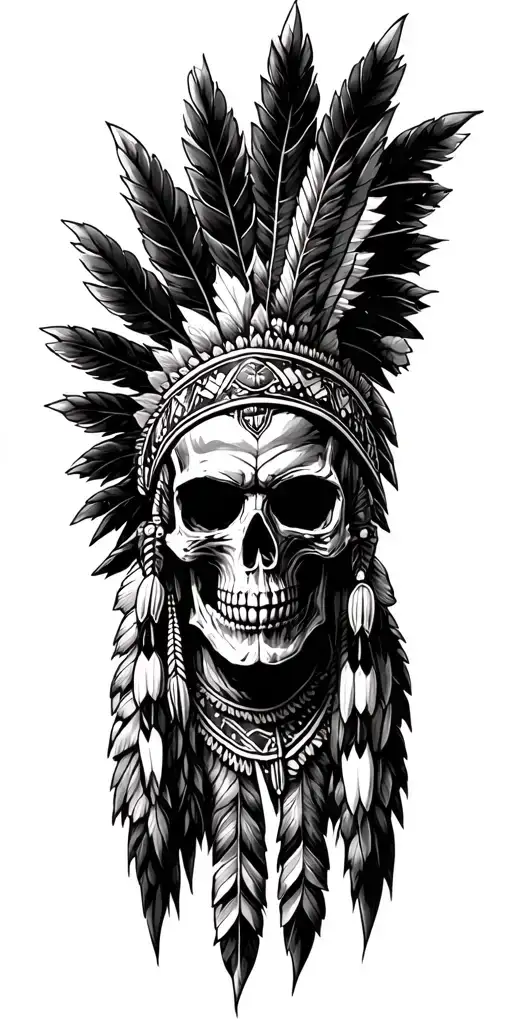 Native American skull  tattoo design idea