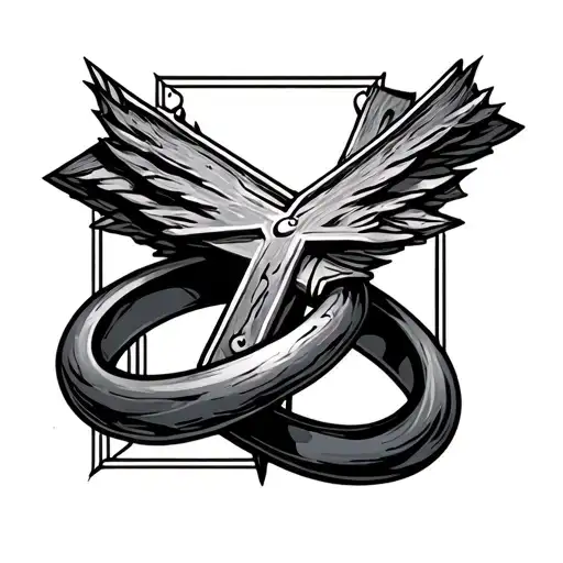cross with a ring going around it sideways tattoo design idea