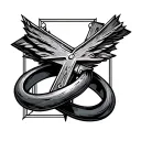 cross with a ring going around it sideways tattoo design idea