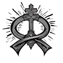 cross with a ring going around it sideways tattoo design idea