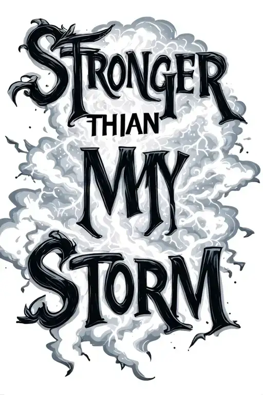 "STRONGER THAN MY STORM" THUNDERSTORM tattoo design idea