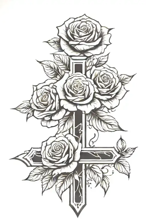 Roses and crosses tattoo design idea