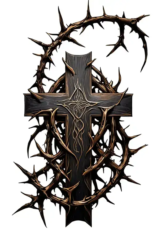 "crown of thorns " cross tattoo tattoo design idea