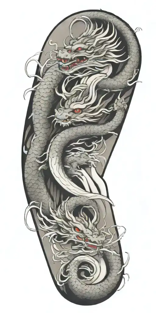 twin dragons tattoo design idea