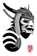 omni mask with samurai tattoo design idea