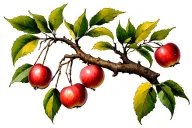 tree branch with crabapple tattoo design idea
