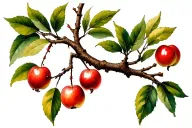 tree branch with crabapple tattoo design idea