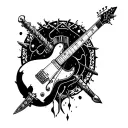 punk guitar and sword tattoo tattoo design idea