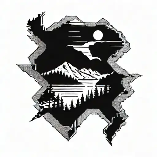 blue ridge mountains tattoo design idea