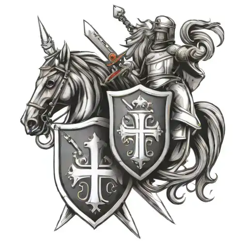 Serbian and English knights Templar with swords and shields l. make the shields the flags of the country tattoo design idea