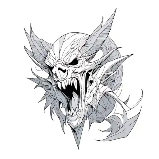 Demons created by anger, sadness, guilt, suicide, hate, bipolarity, depression, anxiety and panic tattoo design idea