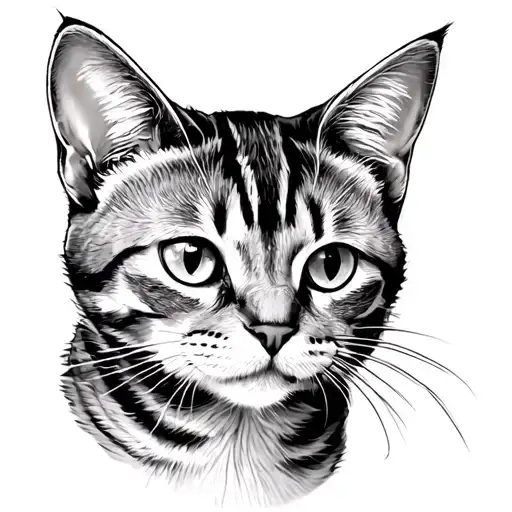 grey tabby cat affectionate  tattoo design idea