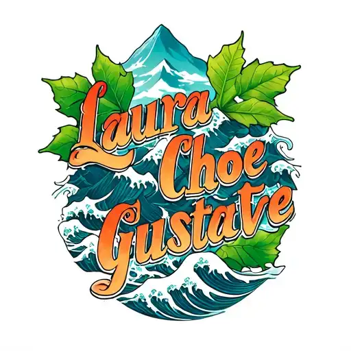 "Laura Choé Teo Gustave" currie montain with mapple leaf AND waves tattoo design idea
