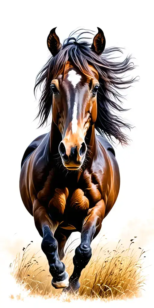 horse galloping through a field tattoo design idea