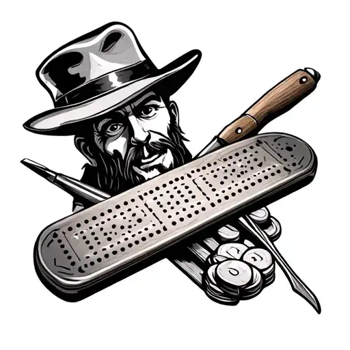 dad and tools and cribbage board tattoo design idea