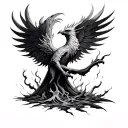 Phoenix rising from ashes tattoo design idea