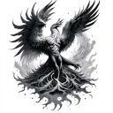 Phoenix rising from ashes tattoo design idea