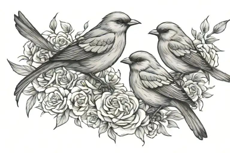 birds with the number 888 tattoo design idea