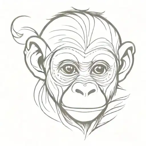 baby monkey head tattoo design idea