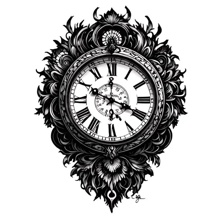 clock face tattoo design idea