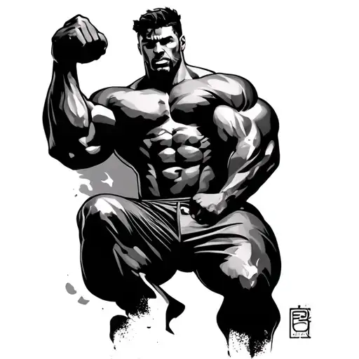 side bicep pose silhouette  mr olympia tattoo design idea