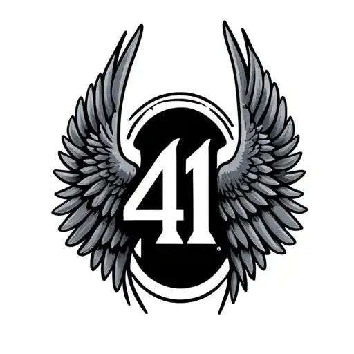 angle wings with the number 41 inside representing tattoo design idea