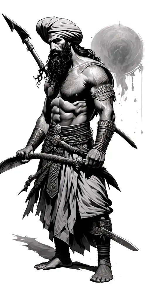 sikh warrior going all through the image tattoo design idea