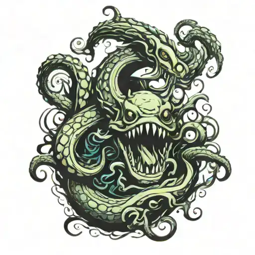 sea monster with tentacles tattoo design idea