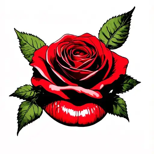 maryln monroes red rose and slatter of colour in lips and rose. black work/pop art tattoo design idea