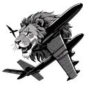 leo zodiac sign and airplane flying tattoo design idea
