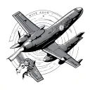 leo zodiac sign and airplane flying tattoo design idea